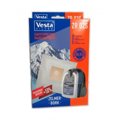 Мешки пылесборники для пылесосов Zelmer, Bork - Vesta ZR 02S, 4 шт