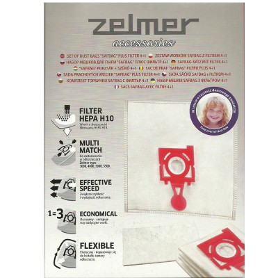 Мешки пылесборники для пылесоса Zelmer ZVCA300B (красный), 4 шт