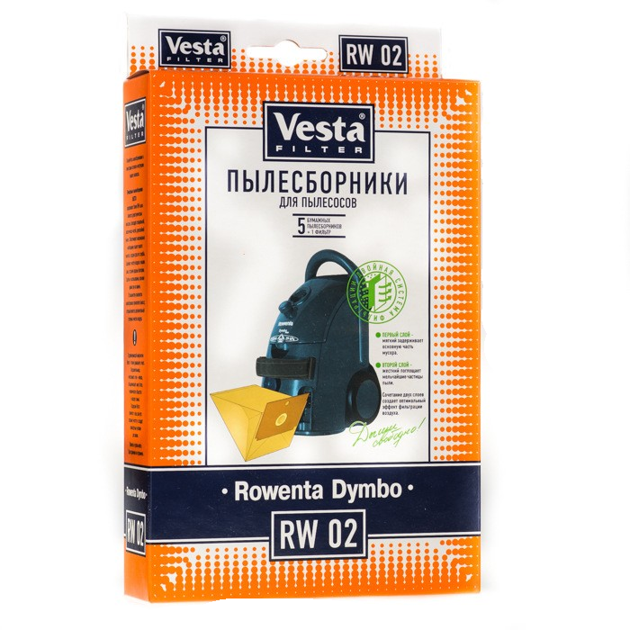 Купить Мешки пылесборники для пылесоса Rowenta Dymbo - Vesta RW 02, 5 .